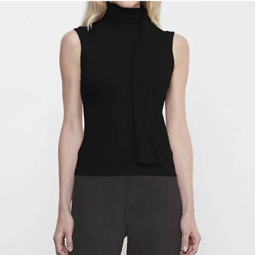 Enza Costa cashmere sleeveless scarf top in black